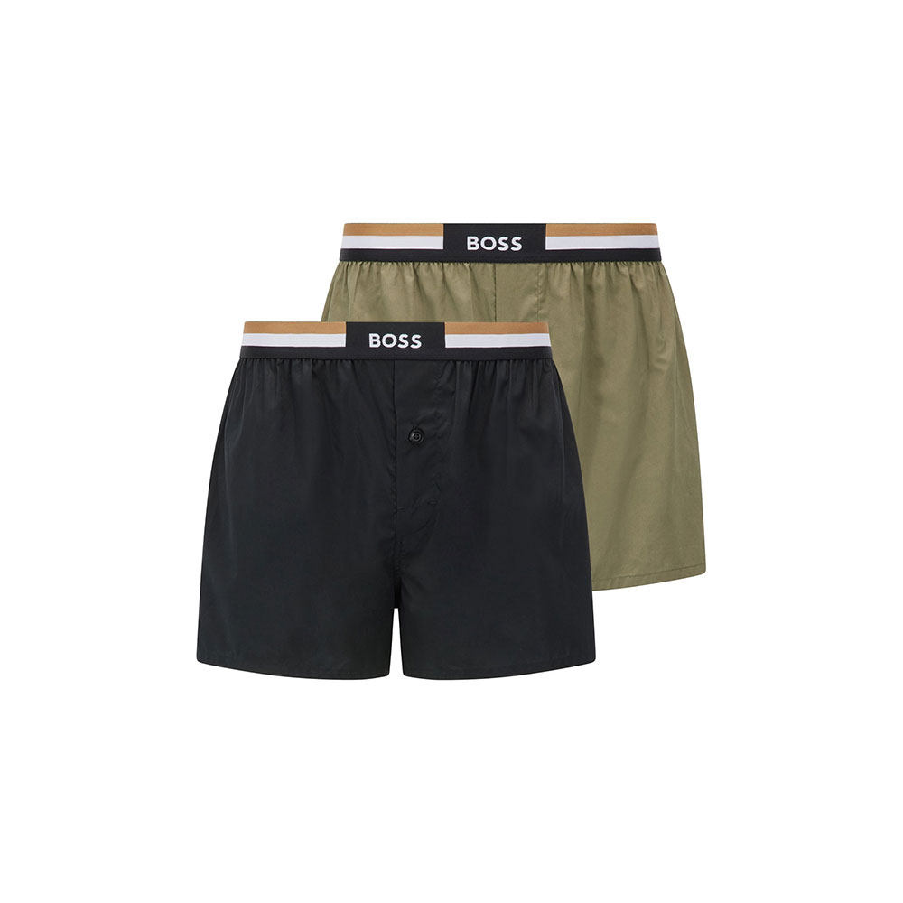 Φωτογραφία προϊόντος: Ανδρικό Boxer Ποπλίνα 2pack BOSS 50469762-381 Μαύρο Χακί