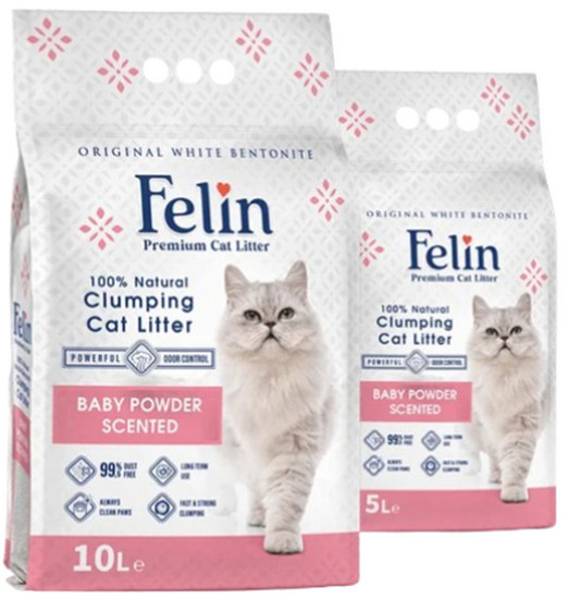 Φωτογραφία προϊόντος: Felin Fresh & Clean άμμος υγιεινής με άρωμα βρεφικής πούδρας & 5L Felin (8683979422022)