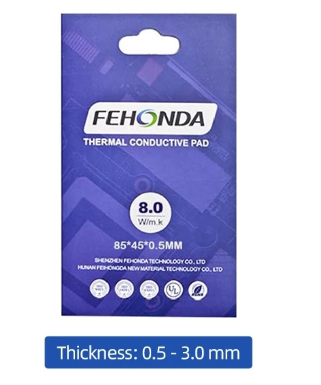 Φωτογραφία προϊόντος: FEHONDA θερμοαγώγιμο μαξιλαράκι 85mm*45mm 8W/mK 1.0mm