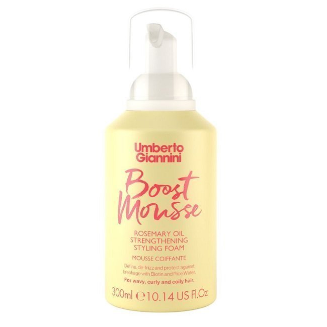 Φωτογραφία προϊόντος: Umberto Giannini Strong Curls Boost Mousse Αφρός Styling με Έλαιο Δεντρολίβανου για Ενίσχυση 300ml