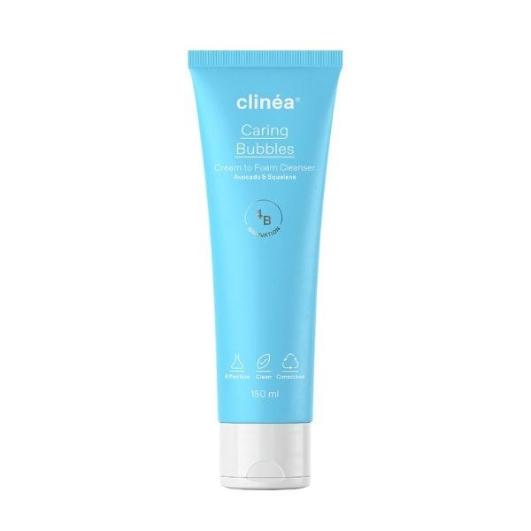 Φωτογραφία προϊόντος: Clinéa Caring Bubbles Cream to Foam Cleanser Κρεμώδης Αφρός Καθαρισμού Προσώπου 150 ml