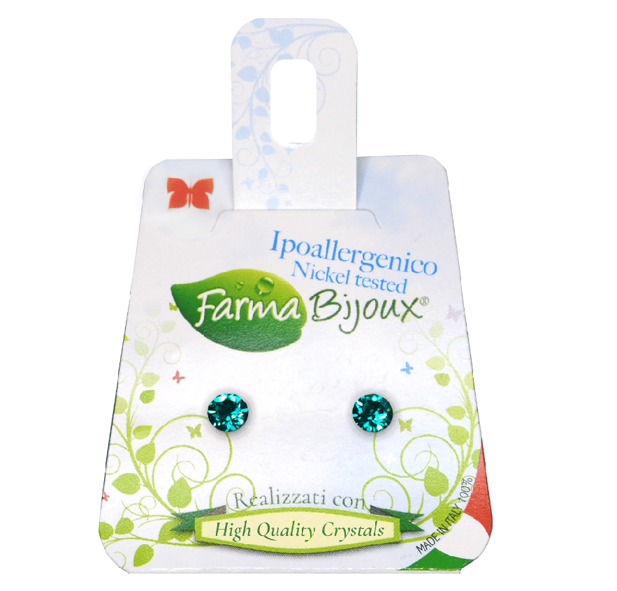 Φωτογραφία προϊόντος: Farma Bijoux Υποαλλεργικά Σκουλαρίκια Swarovski Κρύσταλλος Τυρκουάζ 3.3 mm 1 Ζευγάρι