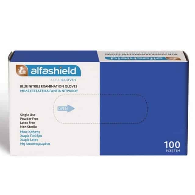 Φωτογραφία προϊόντος: Alfashield Karabinis Medical Examination Νιτριλίου Powder Free Μπλε 100τμχ