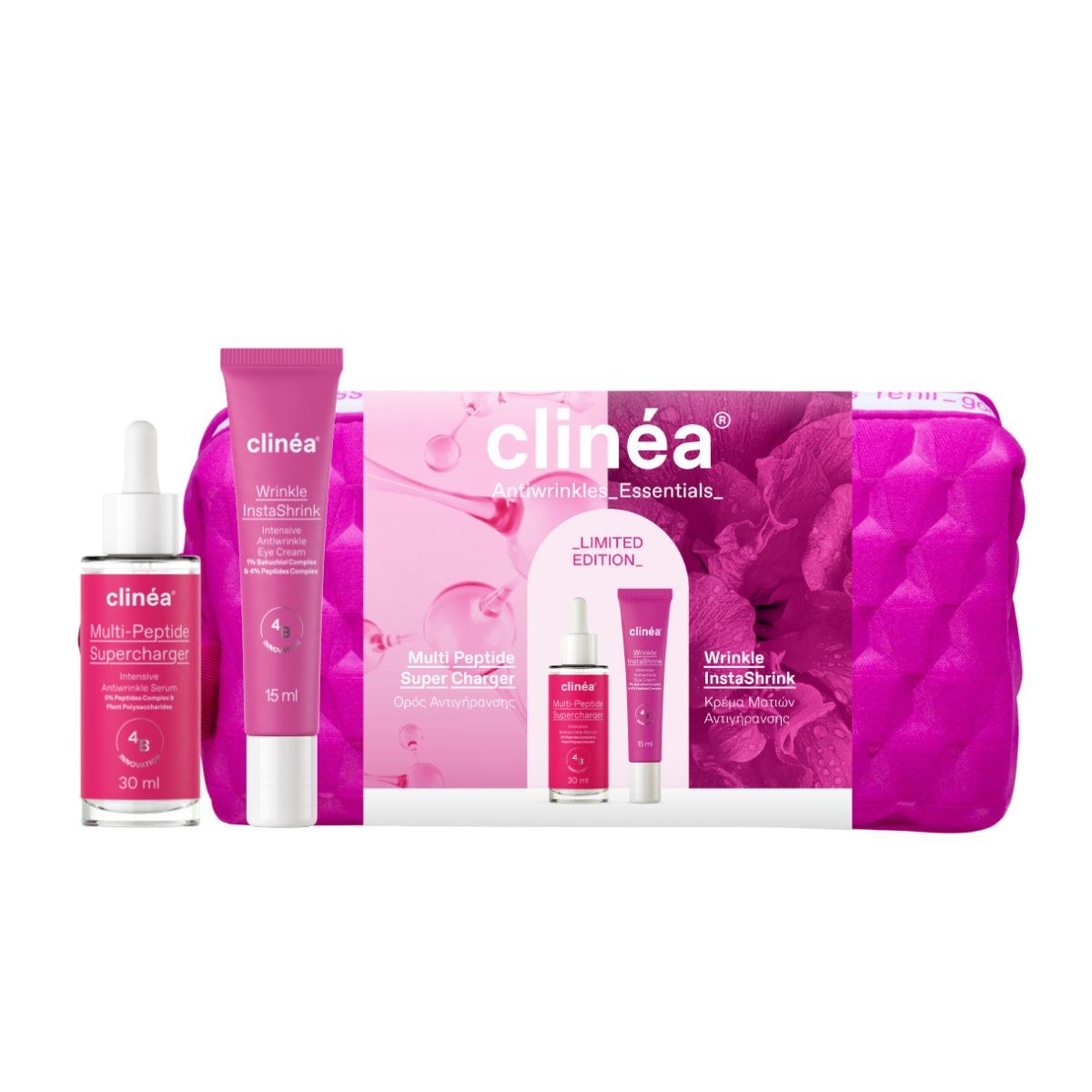 Φωτογραφία προϊόντος: Clinéa Antiwrinkles Essentials Multi-Peptide Supercharger Serum 30 ml + Wrinkle InstaShrink Κρέμα Ματιών 15 ml