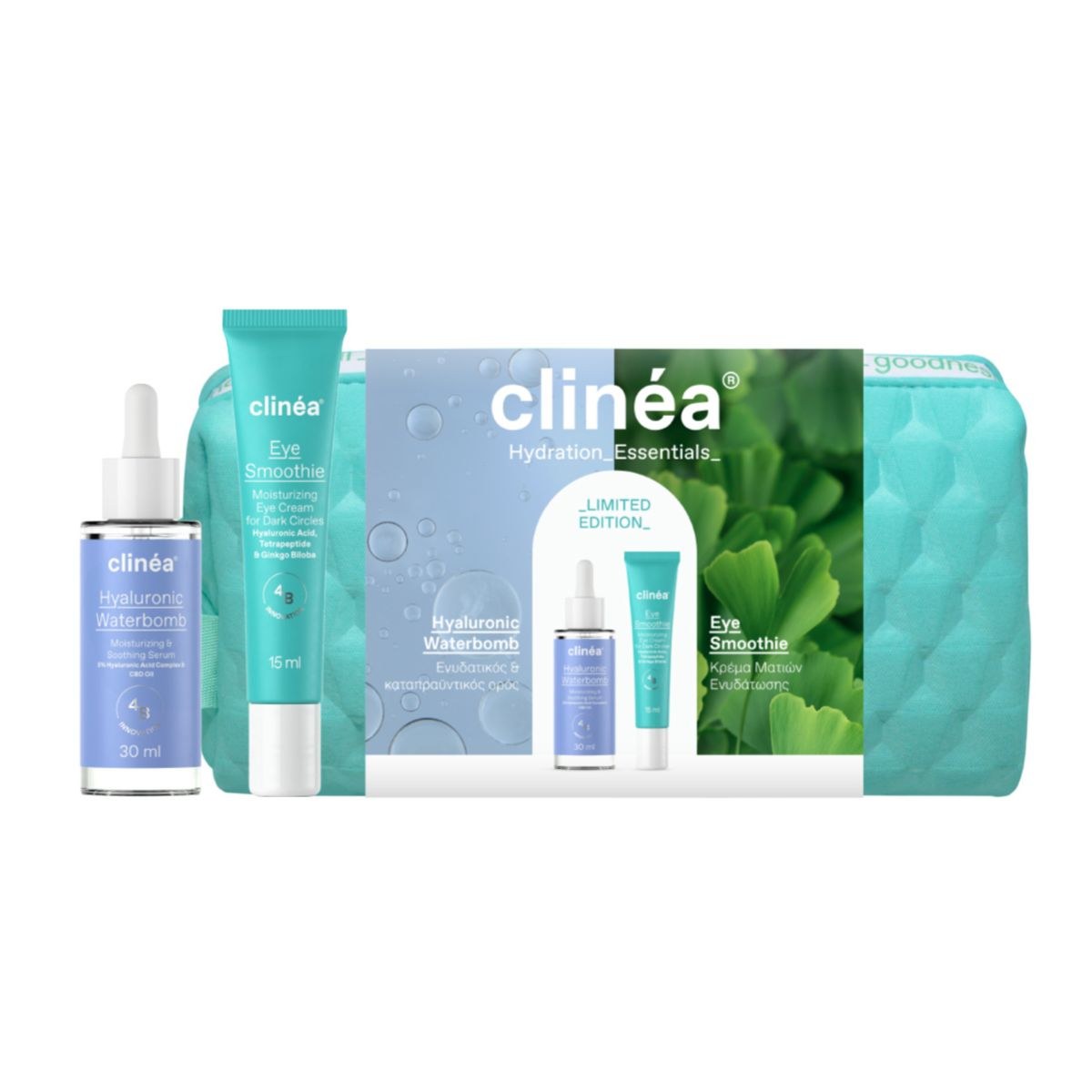 Φωτογραφία προϊόντος: Clinéa Hydration Essentials Hyaluronic Waterbomb Serum 30 ml + Eye Smoothie Cream 15 ml