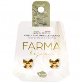 Φωτογραφία προϊόντος: Farma Bijoux Υποαλλεργικά Σκουλαρίκια Χρυσοί Φιόγκοι 10mm (BEG008) 1 Ζευγάρι