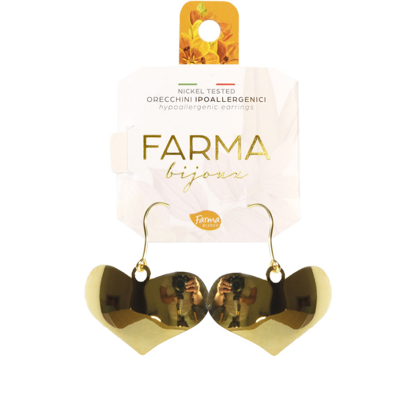 Φωτογραφία προϊόντος: Farma Bijoux Υποαλλεργικά Σκουλαρίκια Κρεμαστή Χρυσή Καρδιά 20x25mm