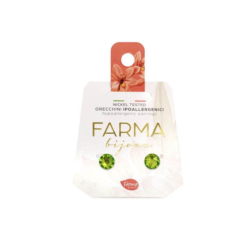 Φωτογραφία προϊόντος: Farma Bijoux Υποαλλεργικά Σκουλαρίκια Κρύσταλλα Πράσινο Ανοιχτό 6,3mm (BE58C05)