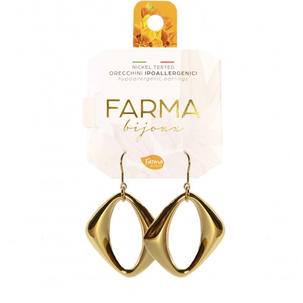 Φωτογραφία προϊόντος: Farma Bijoux Υποαλλεργικά Σκουλαρίκια Μενταγιόν Χρυσός Ρόμβος 42mm (BEPG19)