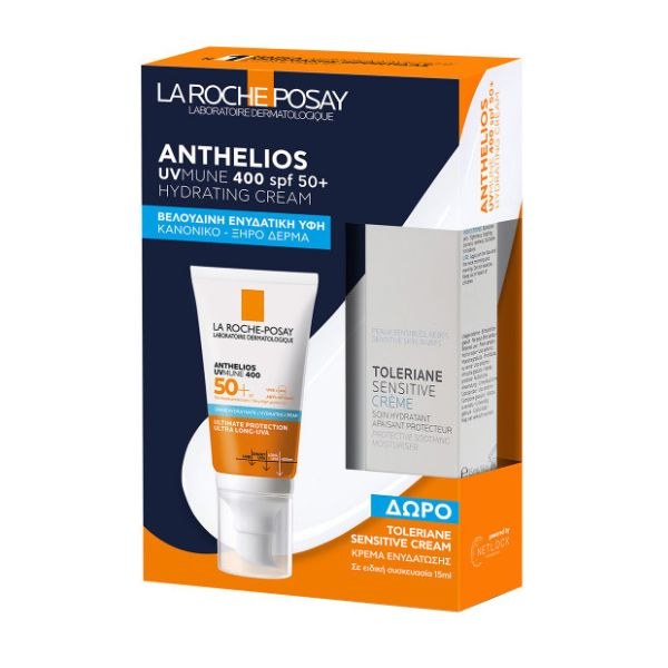 Φωτογραφία προϊόντος: La Roche Posay Anthelios UVMune 400 Αντηλιακή Ενυδατική Κρέμα SPF50+ (50ml) + Δώρο Toleriane Sensitive Cream (15ml)