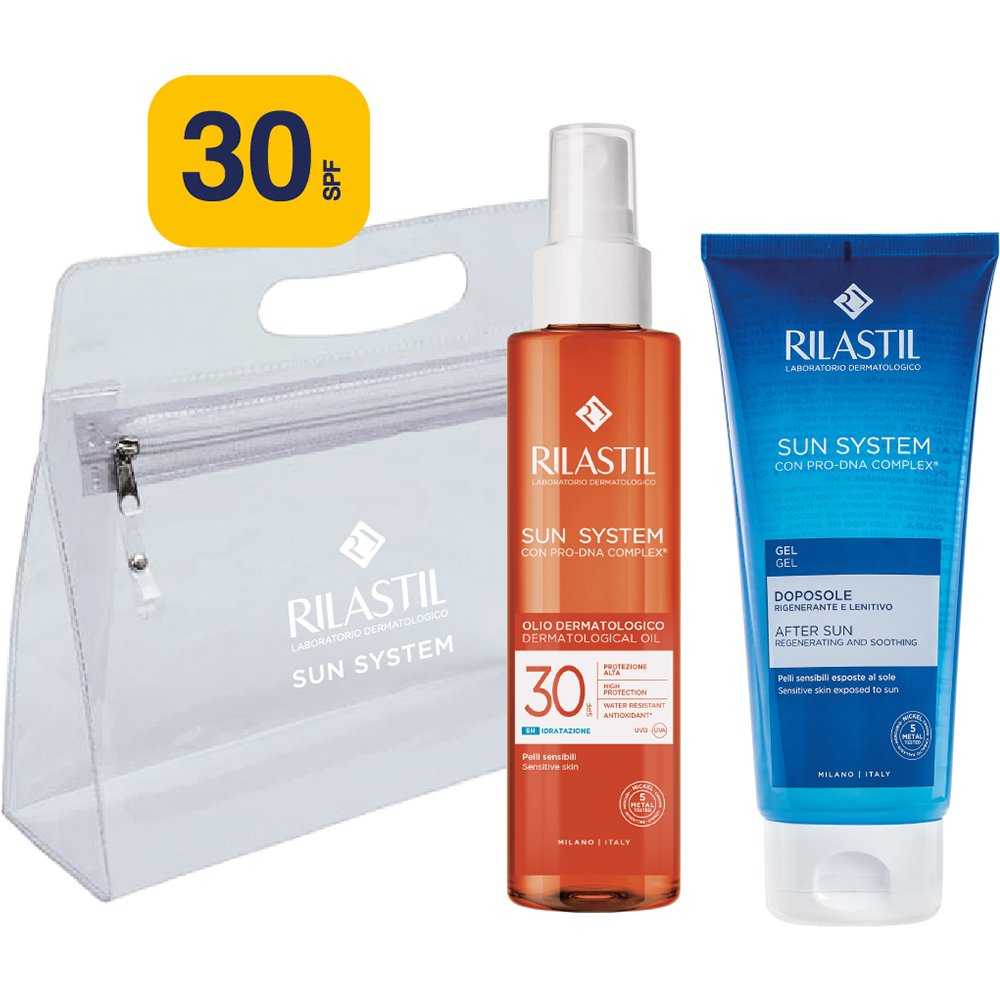 Φωτογραφία προϊόντος: Rilastil Promo Sun System Dermatological Oil SPF30 200ml + Δώρο After Sun Gel 200ml + Νεσεσέρ 1 τεμάχιο