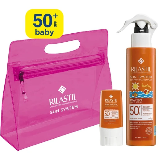 Φωτογραφία προϊόντος: Rilastil Promo Sun System Baby Vapo Spray SPF50+ 200ml + Transparent Stick SPF50+ 8.5ml + Νεσεσέρ