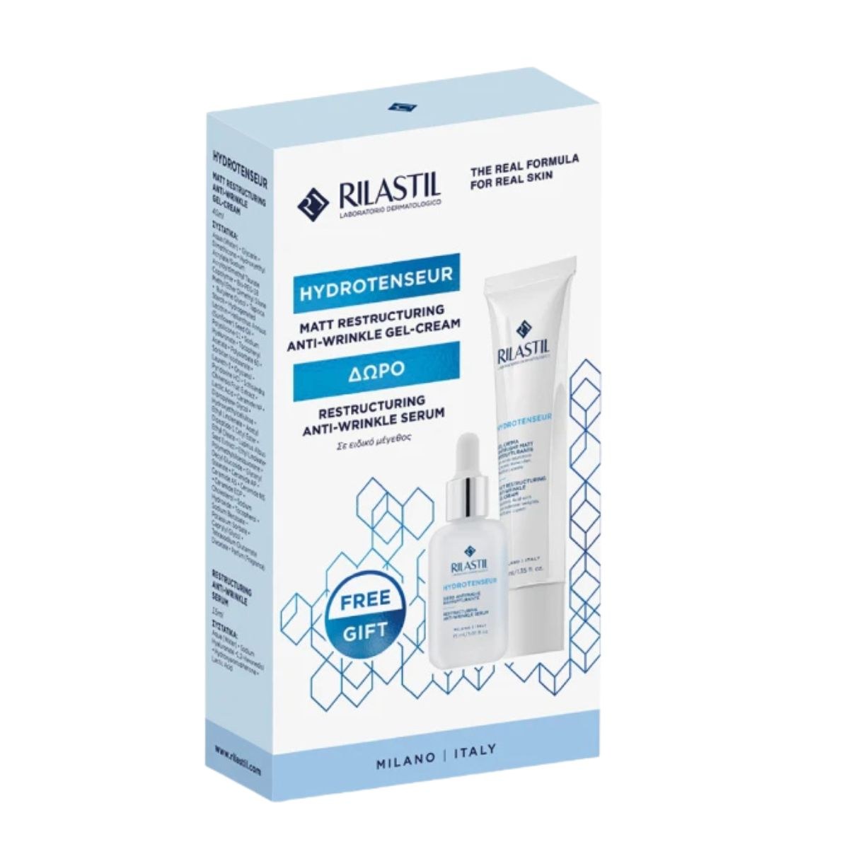 Φωτογραφία προϊόντος: Rilastil Hydrotenseur Matt Restructuring Anti-Wrinkle Cream-Gel 40 ml + Δώρο Restructuring Anti-Wrinkle Serum 15 ml