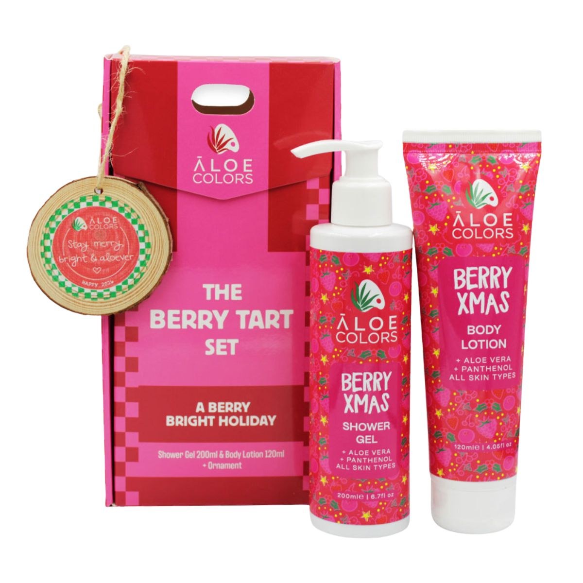 Φωτογραφία προϊόντος: Aloe Colors The Berry Tart Σετ Αφρόλουτρο 200 ml + Γαλάκτωμα Σώματος 120 ml + Στολίδι