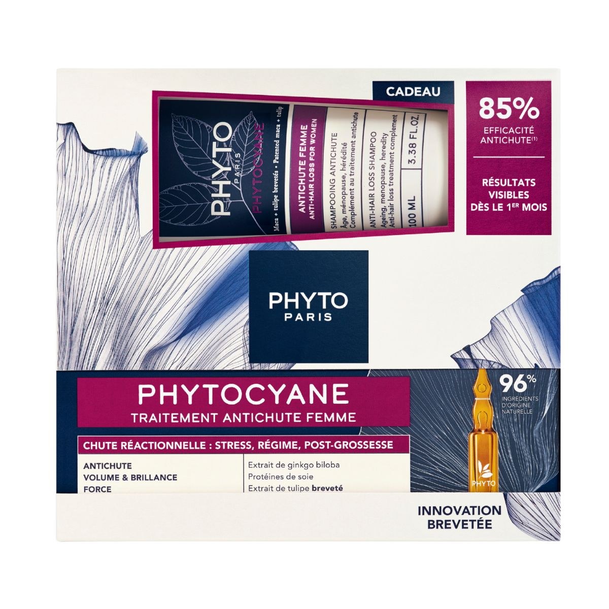 Φωτογραφία προϊόντος: Phyto Phytocyane Anti-Hair Loss Treatment Women Reactional Hair Loss 12 amp x 5 ml + Δώρο Anti-Hair Loss Shampoo Women 100 ml