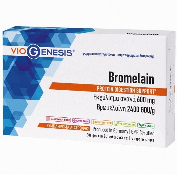 Φωτογραφία προϊόντος: VIOGENESIS Bromelain 2400GDU/g, 30veg.caps