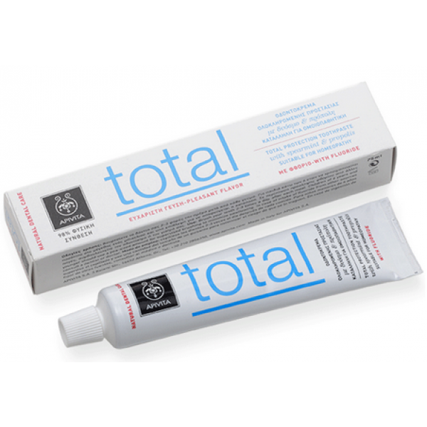 Φωτογραφία προϊόντος: APIVITA Natural Dental Care Total Οδοντόκρεμα για Ολοκληρωμένη Προστασία με Γεύση Δυόσμου &amp; Πρόπολη 75ML