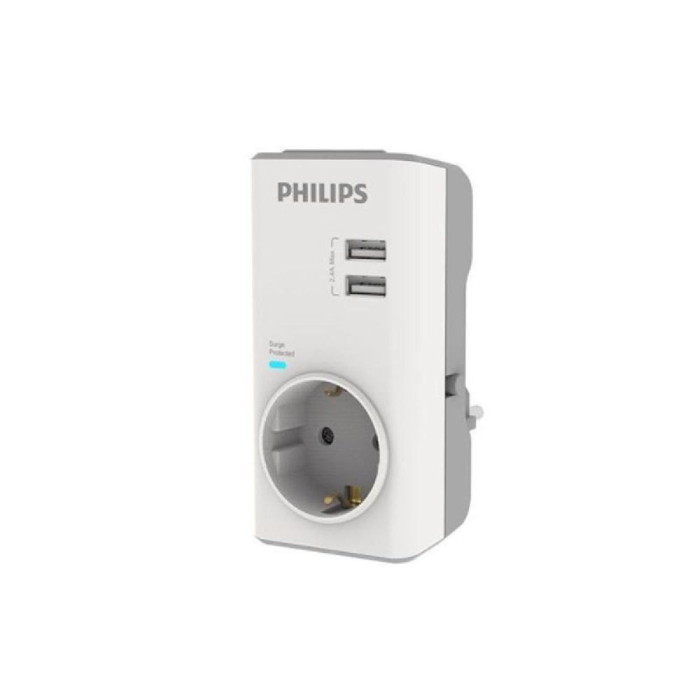 Φωτογραφία προϊόντος: Philips CHP4010W/GRS Μονόπριζο ασφαλείας με 2USB, 3680W, 380J