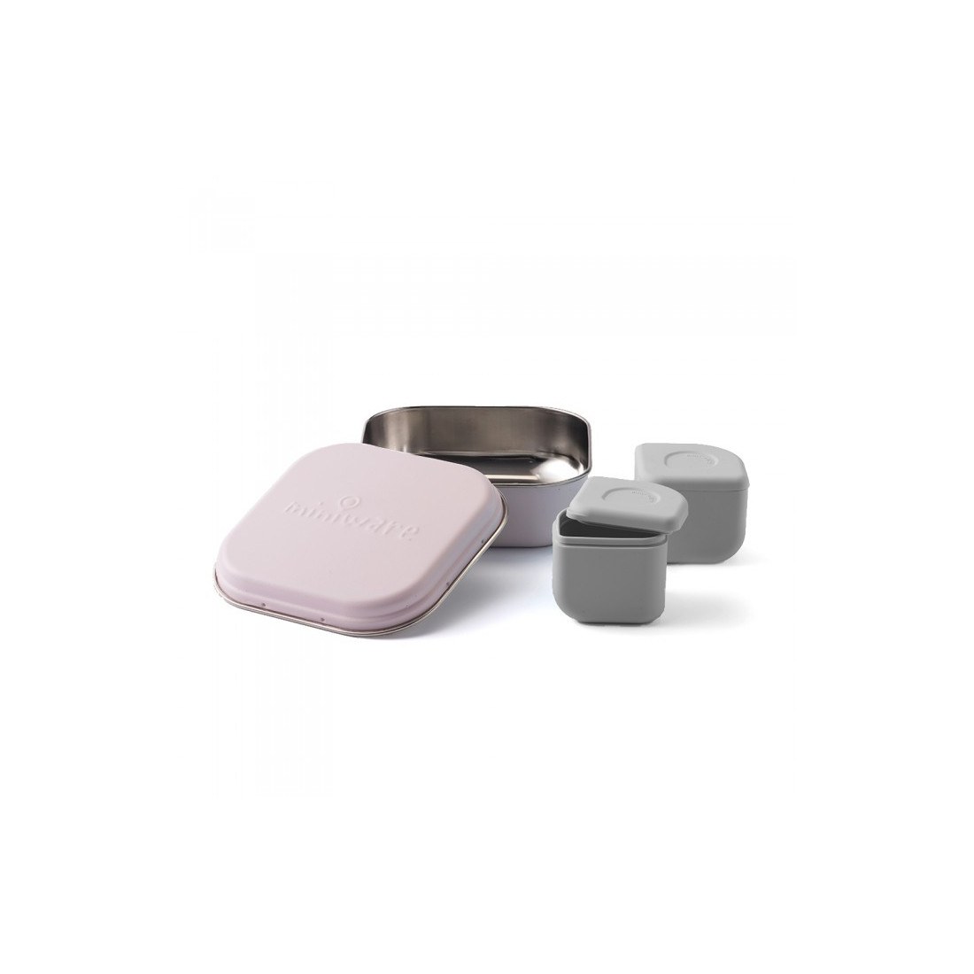 Φωτογραφία προϊόντος: Oliver Baby Miniware Des.12 Δοχείο Φαγητού Inox Ροζ 15X15Cm Με 2 Αποθηκευτικά Δοχεία Σιλικόνης