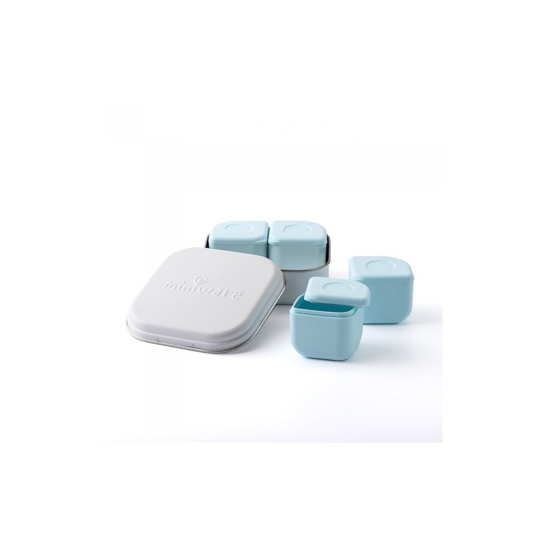Φωτογραφία προϊόντος: Oliver Baby Miniware Des.11 Δοχείο Φαγητού Inox Σιέλ 15X15Cm Με 2 Αποθηκευτικά Δοχεία Σιλικόνης
