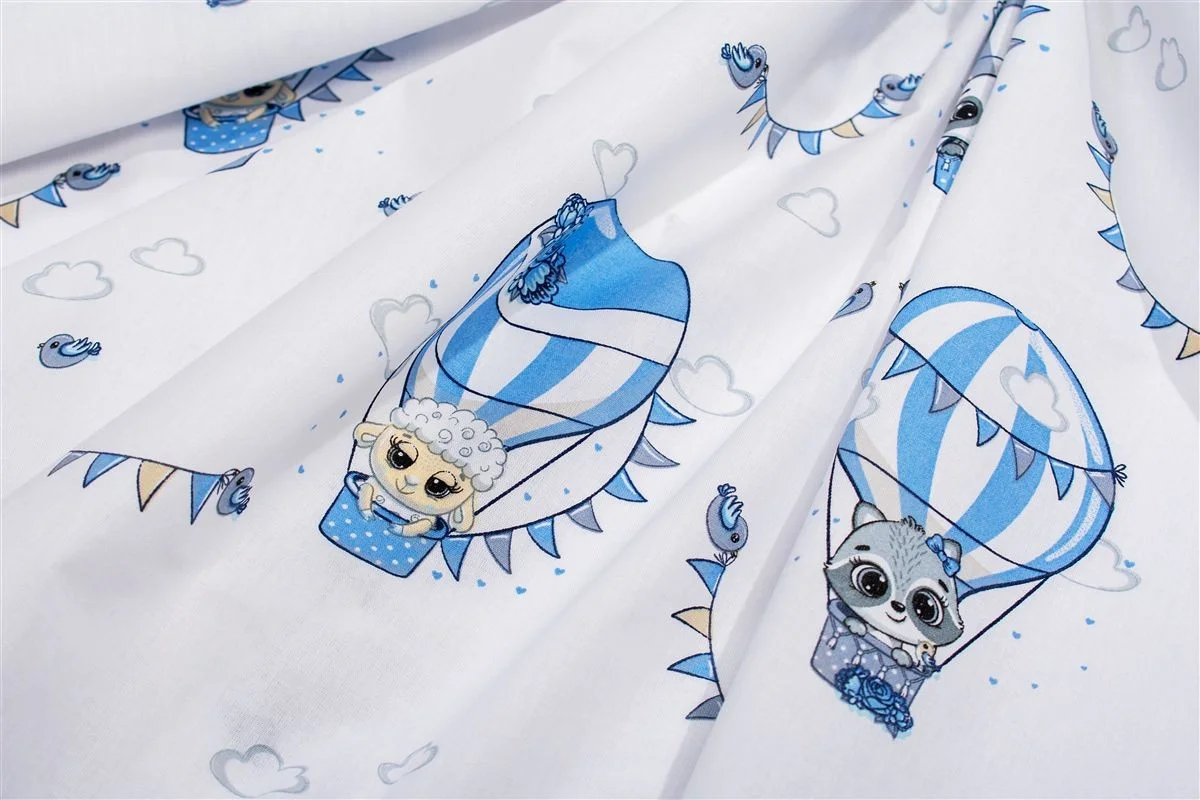 Φωτογραφία προϊόντος: Dimcol Πάνα Χασέ bebe The Floating Zoo 596 80X80 White-Blue 100% Cotton