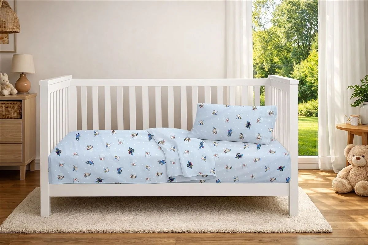 Φωτογραφία προϊόντος: Dimcol Κατωσέντονο Με Λάστιχο bebe Bear's Playtime 591 0,70X1,40X0,15 Sky Blue 100% Cotton