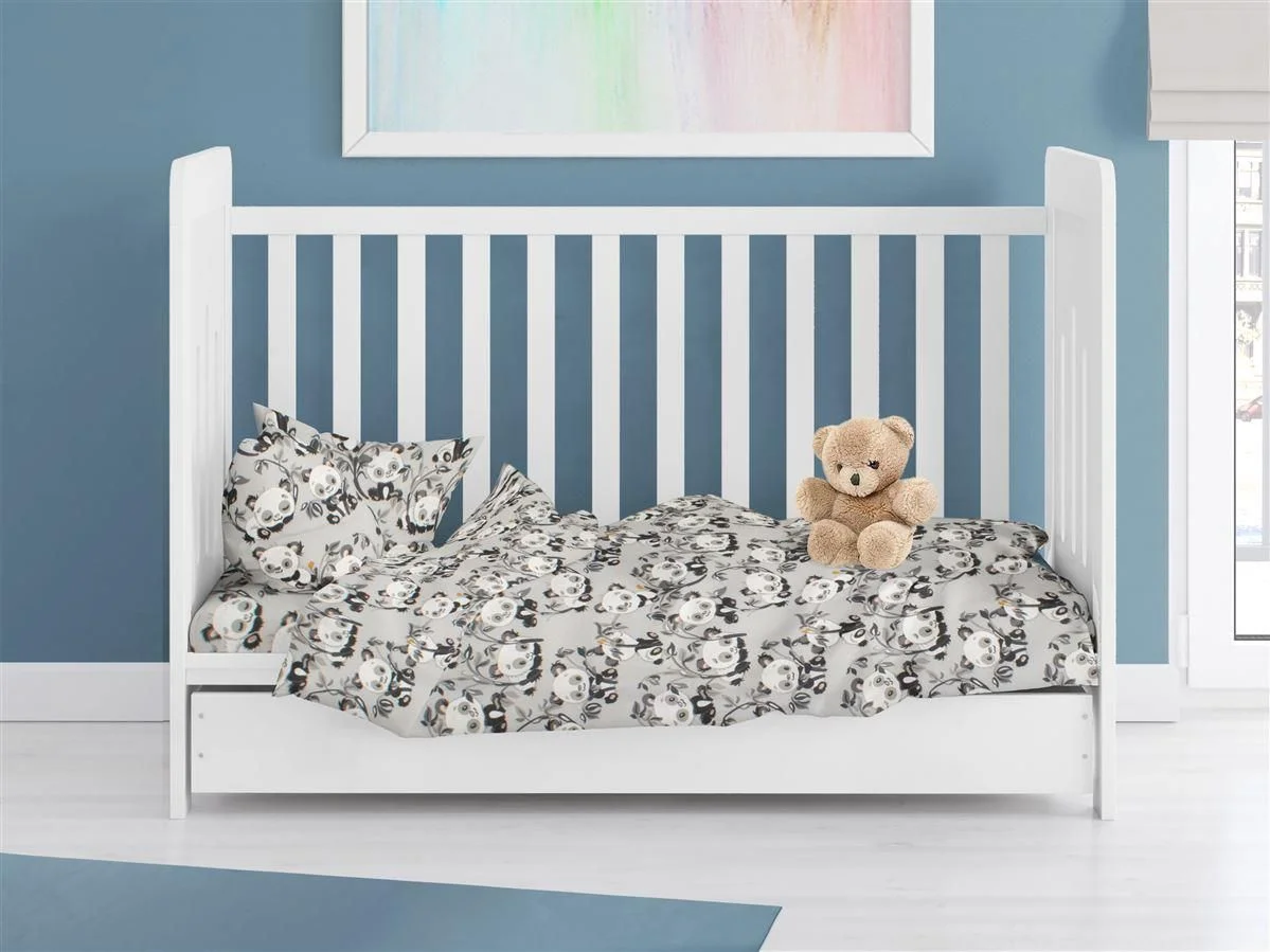Φωτογραφία προϊόντος: Dimcol ΠΑΠΛΩΜΑ ΕΜΠΡΙΜΕ bebe Panda Bear 96 120X160 Grey 100% Cotton Flannel