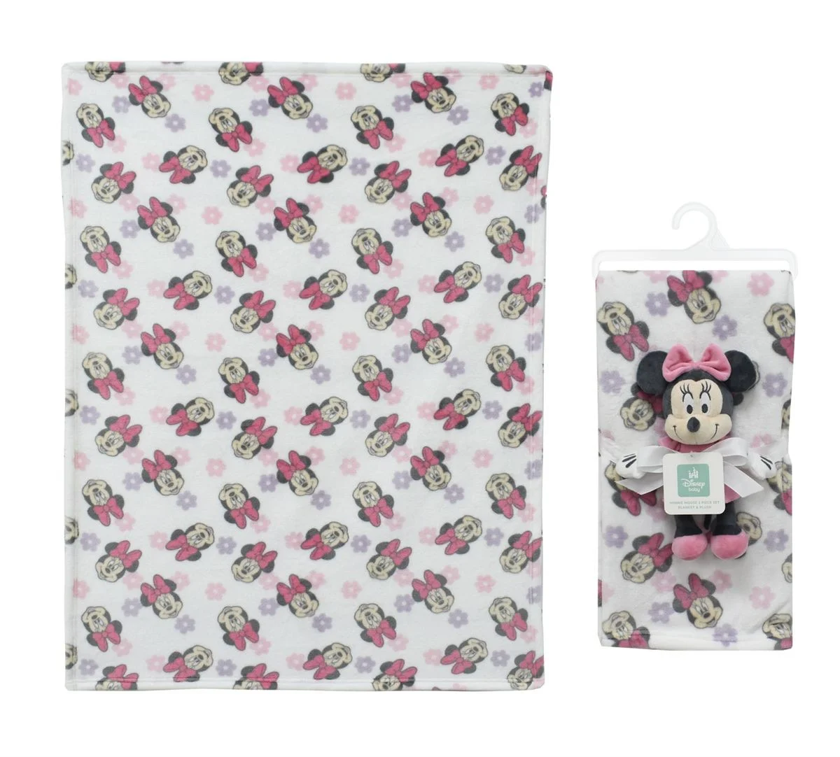 Φωτογραφία προϊόντος: Λούτρινο Disney Home Σετ 2 Τεμ. bebe Minnie 31 Ύψος 25 cm & Κουβέρτα Coral Fleece 75X100 cm White-Black 100% Polyester