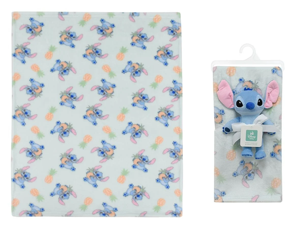 Φωτογραφία προϊόντος: Λούτρινο Disney Home Σετ 2 Τεμ. bebe Stitch 27 Ύψος 25 cm & Κουβέρτα Coral Fleece 75X100 cm Light Green 100% Polyester