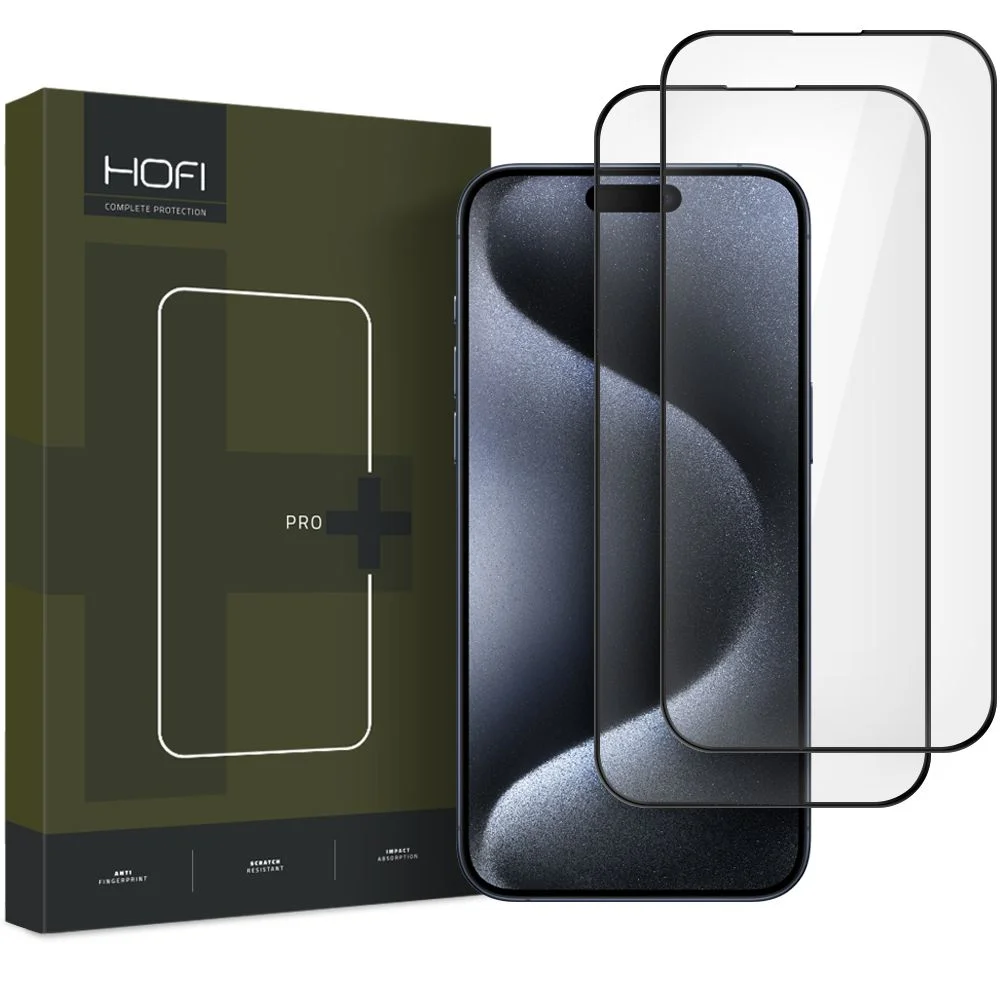Φωτογραφία προϊόντος: Hofi Glass Pro+ 2-Pack Σαφές γυαλί προστασίας οθόνης για iPhone 16 Pro Max μαύρο
