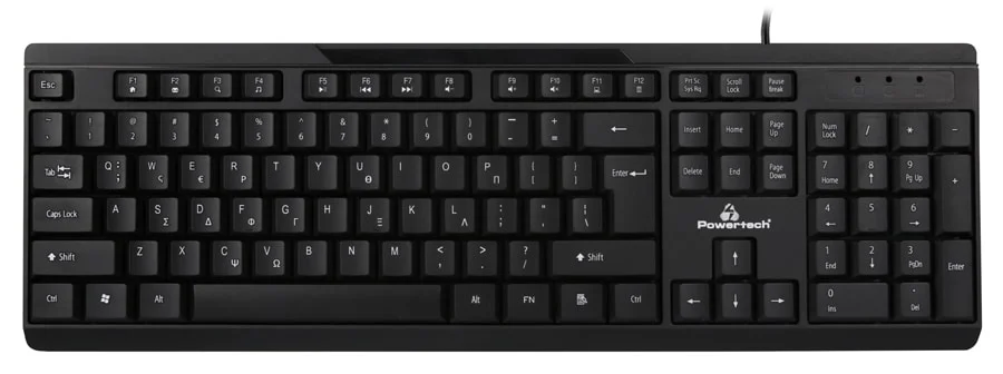 Φωτογραφία προϊόντος: POWERTECH PT-1069 Πληκτρολόγιο Ενσύρματο Multimedia, EN/GR, Μαύρο