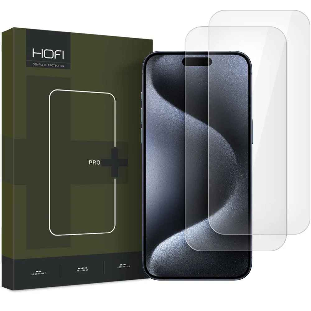 Φωτογραφία προϊόντος: Hofi Glass Pro+ 2-Pack γυαλί προστασίας οθόνης για iPhone 16 Pro, διαφανές