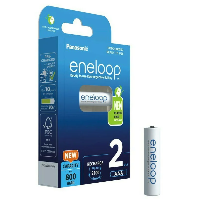 Φωτογραφία προϊόντος: Panasonic Eneloop Επαναφορτιζόμενες Μπαταρίες AAA Ni-MH 800mAh 1.2V 2τμχ
