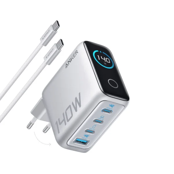Φωτογραφία προϊόντος: Wall Charger Anker Zolo 140W, 5A, 1x USB-A & 3x USB-C με καλώδιο USB-C, ασημί (B2697G41)
