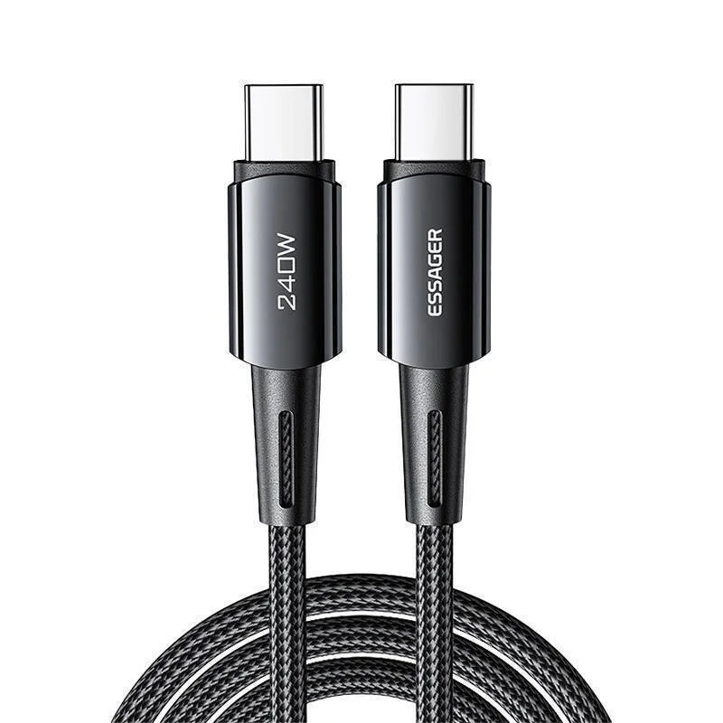 Φωτογραφία προϊόντος: Essager Καλώδιο USB-C σε USB-C (αρσενικό-αρσενικό) 240W, USB 2.0, Γκρι, 1m
