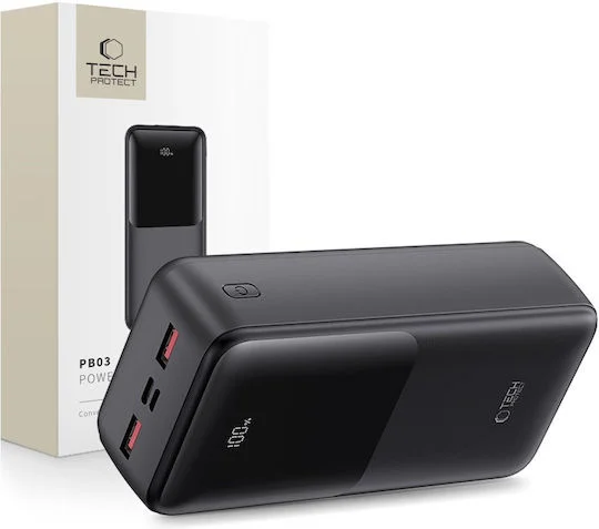 Φωτογραφία προϊόντος: Tech-Protect PB03 Power Bank 30000mAh 22.5W με 2 USB-A και USB-C (Μαύρο)