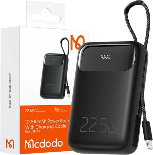 Φωτογραφία προϊόντος: Mcdodo MC-3243 Power Bank 10000mAh 22.5W με USB-A & USB-C, Μαύρο