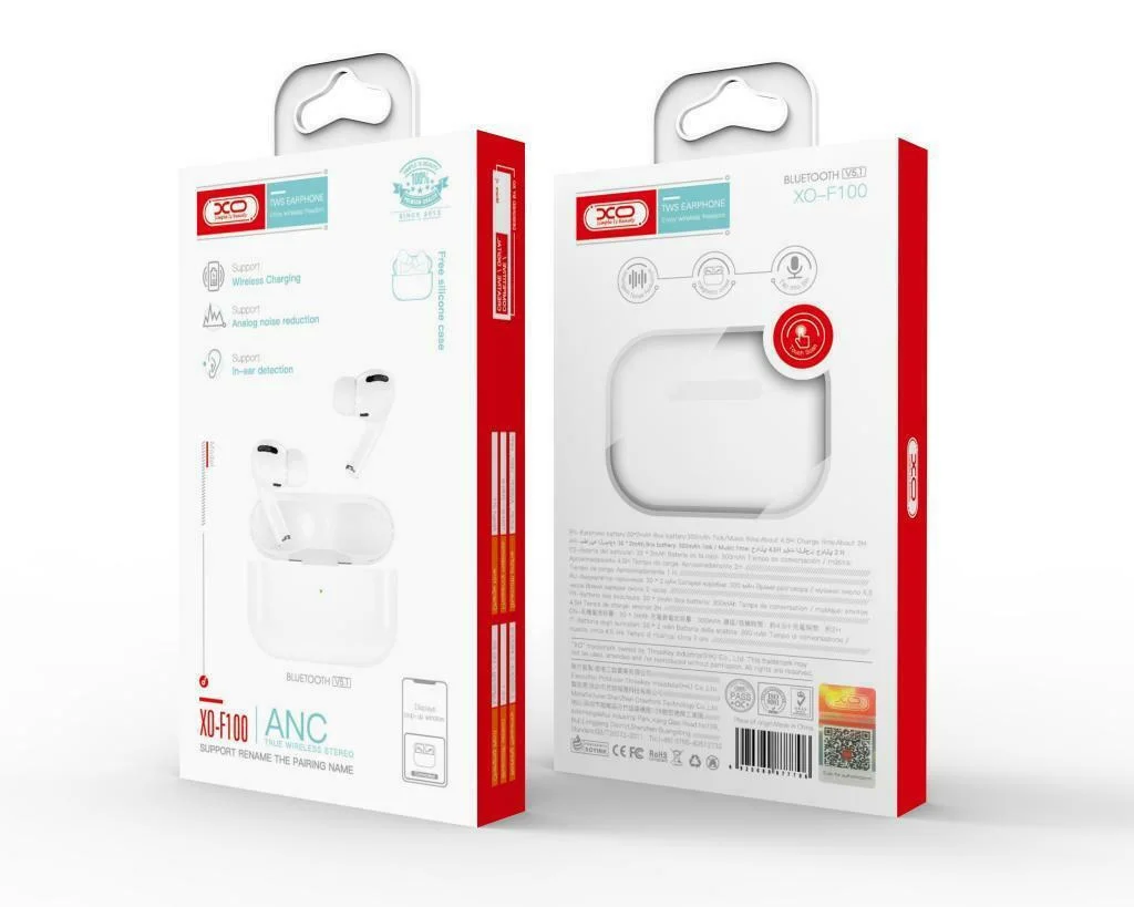 Φωτογραφία προϊόντος: XO F100 In-ear Bluetooth Handsfree Ακουστικά με Θήκη Φόρτισης, Λευκά