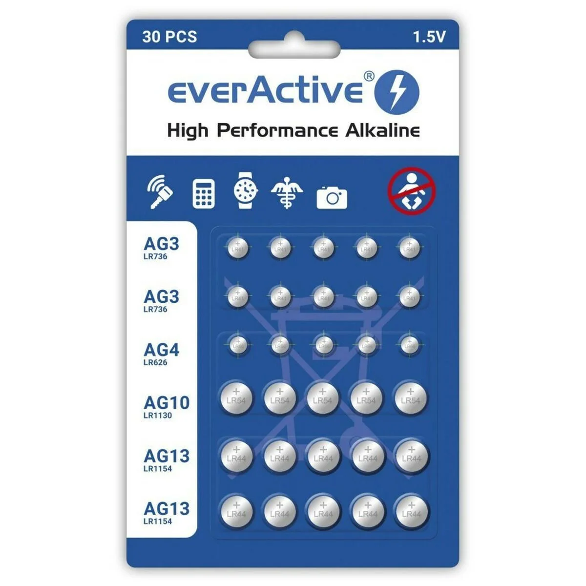 Φωτογραφία προϊόντος: everActive Αλκαλικές Μπαταρίες Ρολογιών 1.5V (30 τμχ)