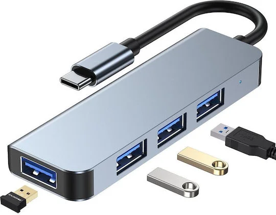Φωτογραφία προϊόντος: Tech-Protect V1-HUB USB 3.0 Hub 4 Θυρών με Σύνδεση USB-C & Θύρα Φόρτισης, Γκρι