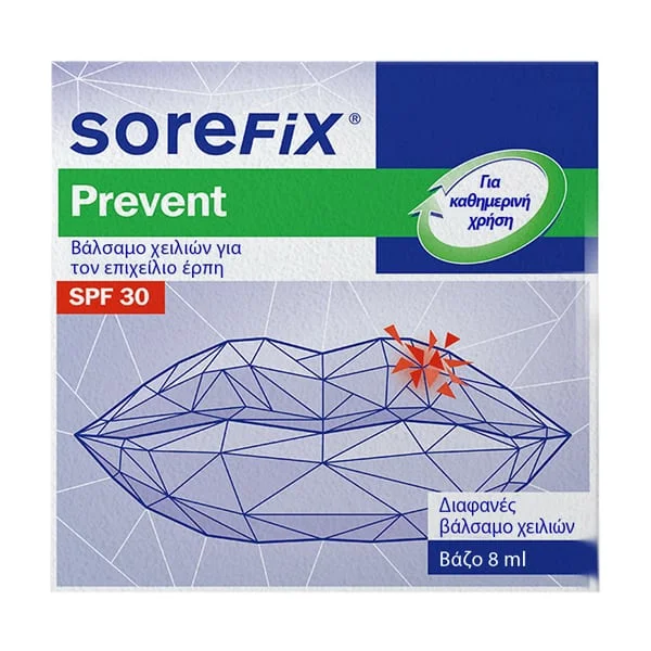 Φωτογραφία προϊόντος: SoreFix Prevent SPF30 Βάλσαμο Χειλιών για τον Επιχείλιο Έρπη 8ml
