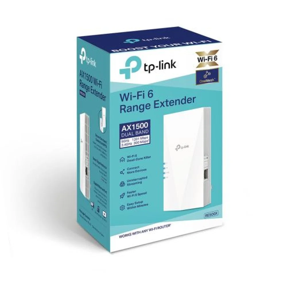 Φωτογραφία προϊόντος: TP-Link Range Extender RE500X AC1500 Wireless Dual Band, Mesh System, 1500Mbps, 802.11ac, Wi-Fi 6, White EU
