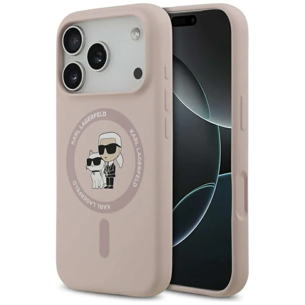 Φωτογραφία προϊόντος: Karl Lagerfeld Silicone Karl+amp;Choupette MagSafe - θήκη για Apple iPhone 17 Pro - Ροζ