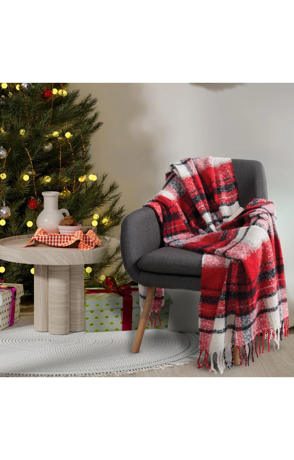 Φωτογραφία προϊόντος: DAS HOME ΚΟΥΒΕΡΤΑ ΚΑΝΑΠΕ FAUX MOHAIR 1379 BLACK, RED
