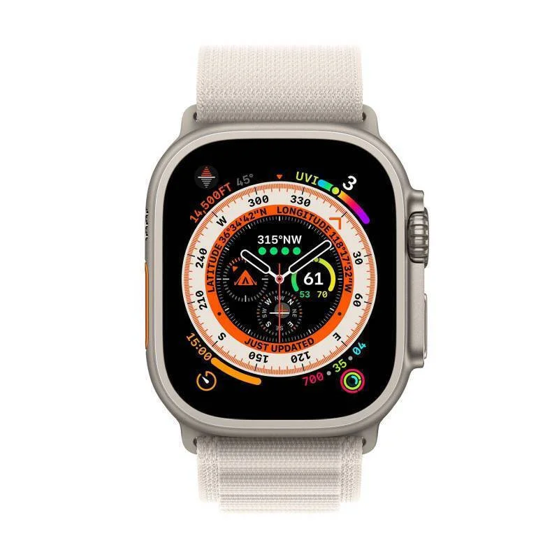 Φωτογραφία προϊόντος: Apple Watch Ultra Titanium 49mm Αδιάβροχο με eSIM και Παλμογράφο (Starlight Alpine Loop Medium) MQFR3FD/A