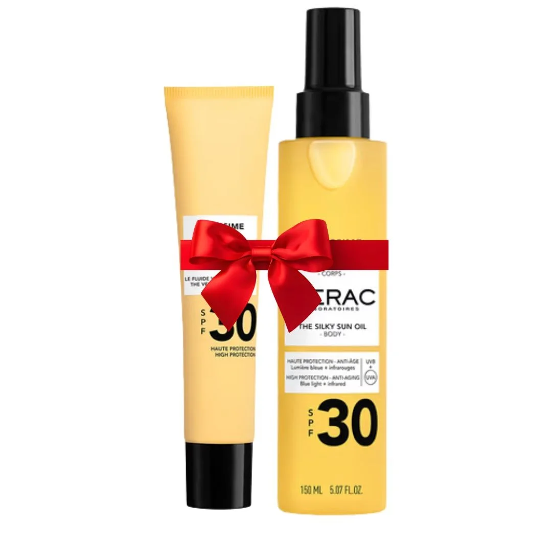 Φωτογραφία προϊόντος: Lierac Promo Sunissime Λεπτόρρευστο Βελούδινο Αντηλιακό Προσώπου SPF30+ Μεταξένιο Αντηλιακό Λάδι Σώματος SPF30