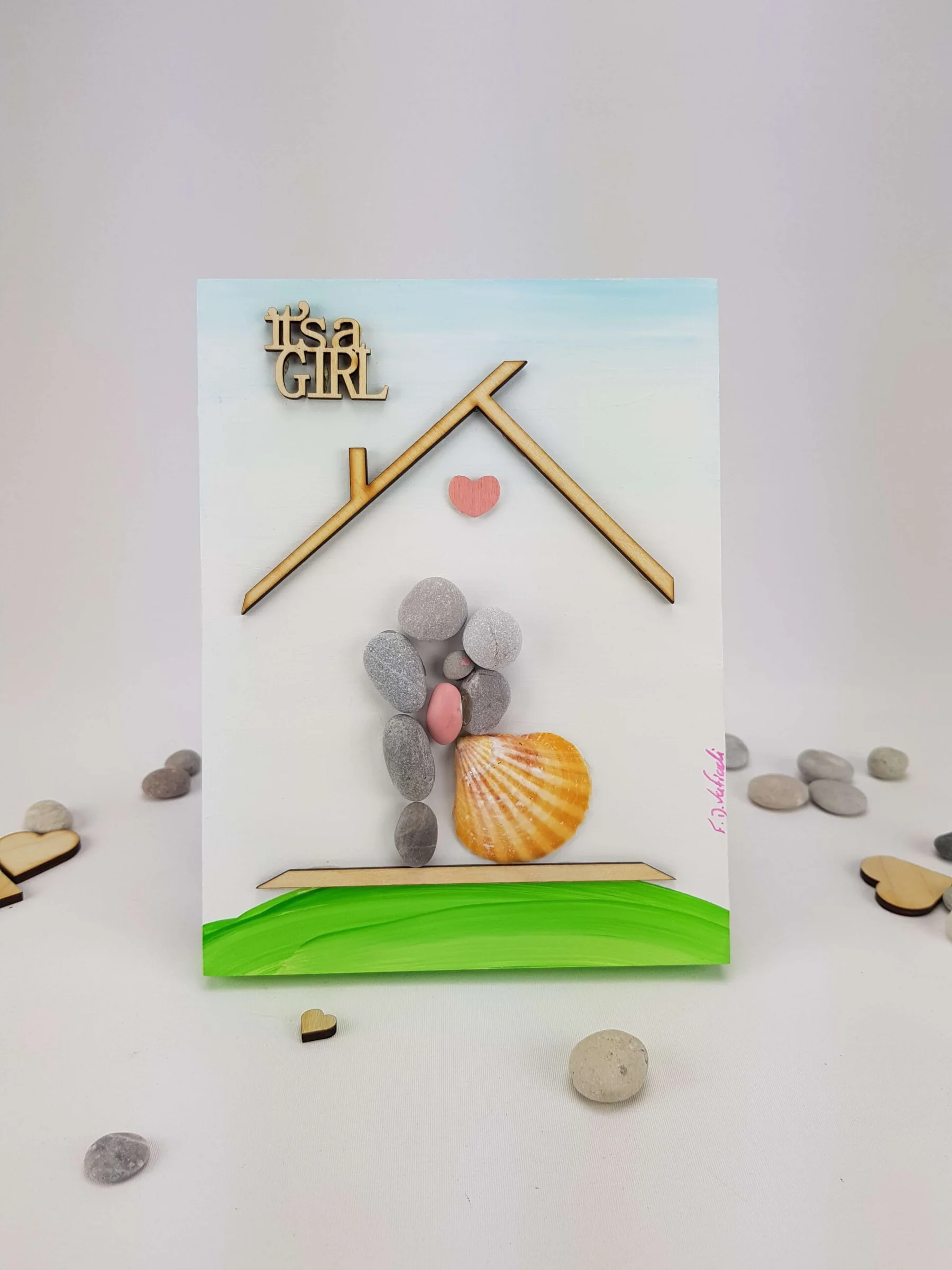 Φωτογραφία προϊόντος: Κάδρο Pebble Art Σπίτι it’s a Girl 15x20cm Ξύλινο