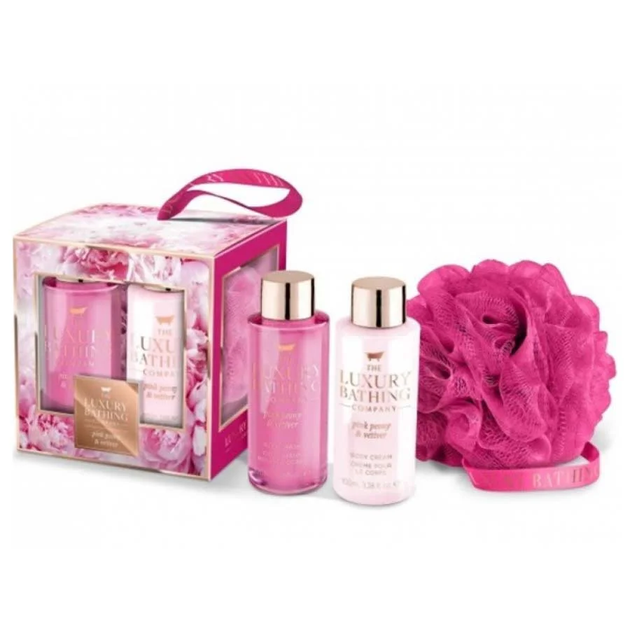 Φωτογραφία προϊόντος: Σετ δώρου Pink Peony + Vetwer 100ml -κωδ.GA1811002-1Grace Cole-EAN:5055443693895.Περιλαμβάνει Αφρόλουτρο 100 ml,Κρέμα σώματος 100ml,Σφουγγάρι