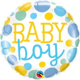 Φωτογραφία προϊόντος: Μπαλ. Φοιλ 18" Baby Boys Dots (Qualatex)