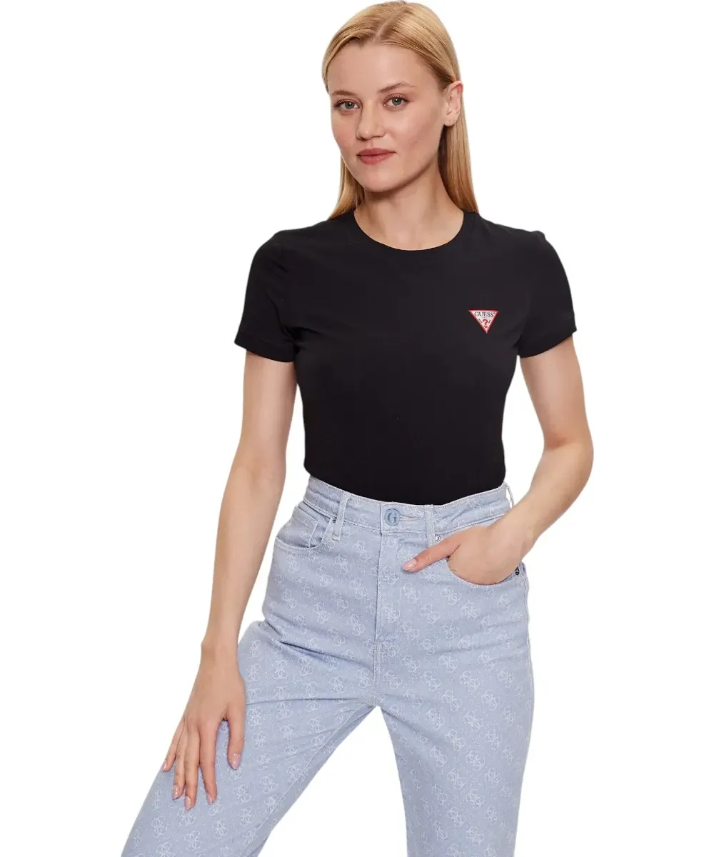 Φωτογραφία προϊόντος: GUESS MINI TRIANGLE CREW NECK T-SHIRT WOMEN GUESS ΜΑΥΡΟ (W2YI44J1314-JBLK)